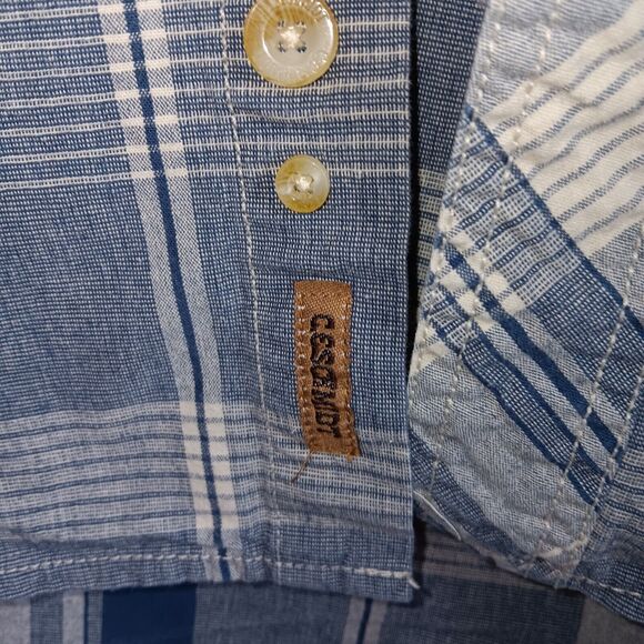 CE Schmidt Shirt Men's Blue White Plaid 2XLT Button Up Long Sleeve - Picture 8 of 10